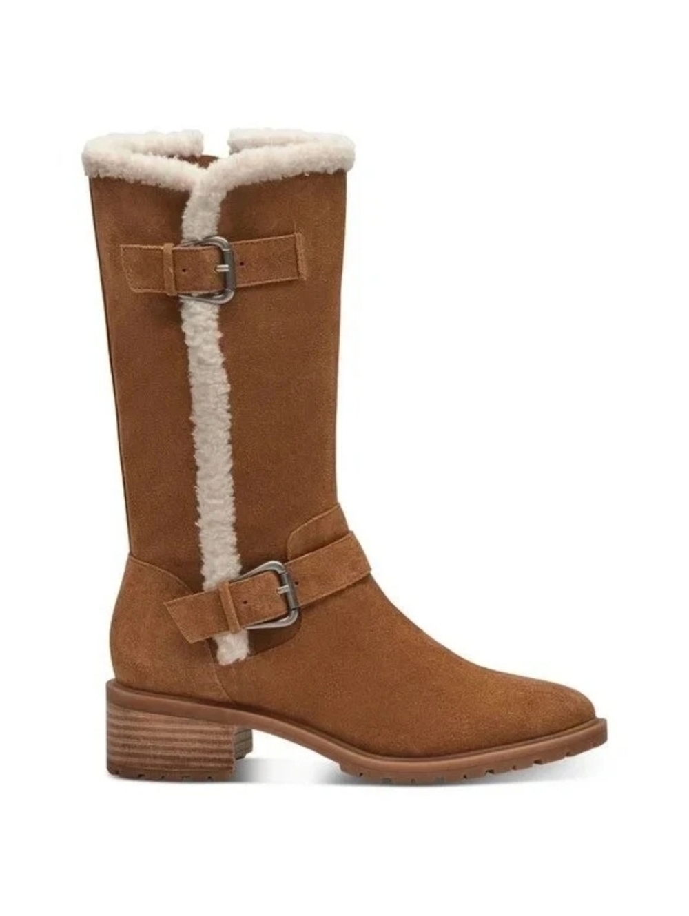 Genuine Leather Suede Womens Boots Buckle Full Zip Size 7